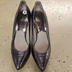 Michael Kors Metallic Pewter Pointed-Toe Pumps
